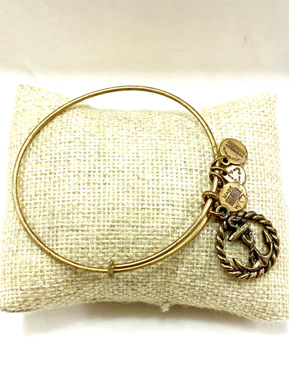 Alex and Ani Gold Anchor Rope Charm Adjustable Bangle
